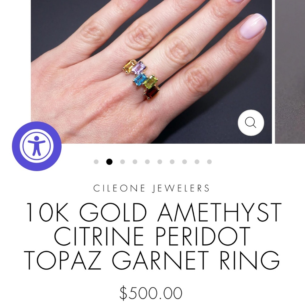 Gold and Purple Amethyst Cluster Ring